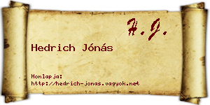 Hedrich Jónás névjegykártya